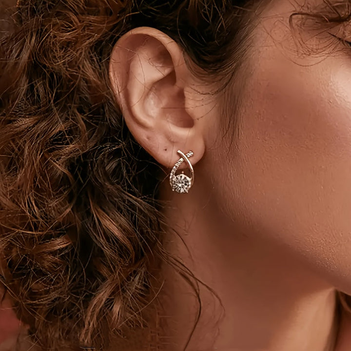 Dahlia | Earrings with gold cross and zirconia
