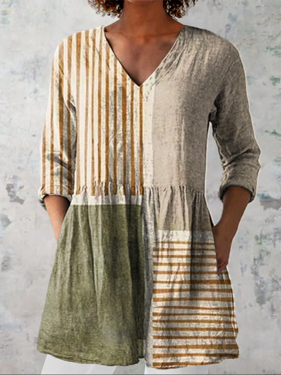 Halley | Long Vintage V-Neck Shirt