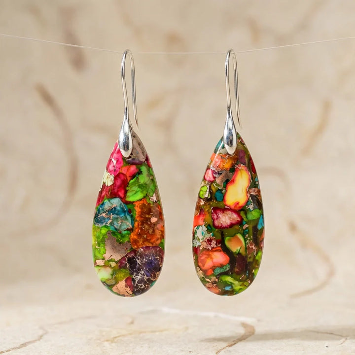 Celeste | Decisive Jasper Earrings Silver Color