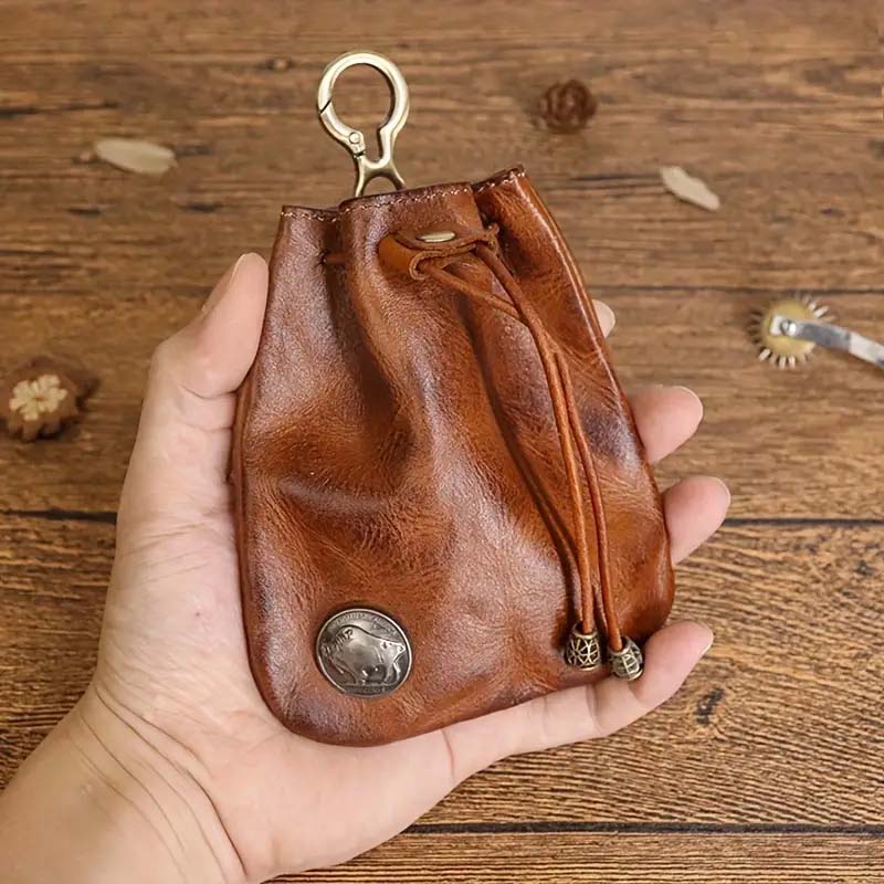 Wren | Leather Drawstring Coin Purse — Jarah Melbourne