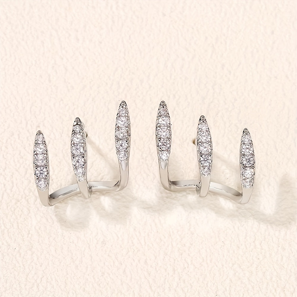 Nora | Elegant Earrings with Three Claws of Rhinestones
