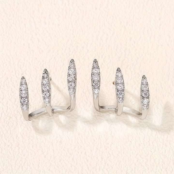 Nora | Elegant Earrings with Three Claws of Rhinestones