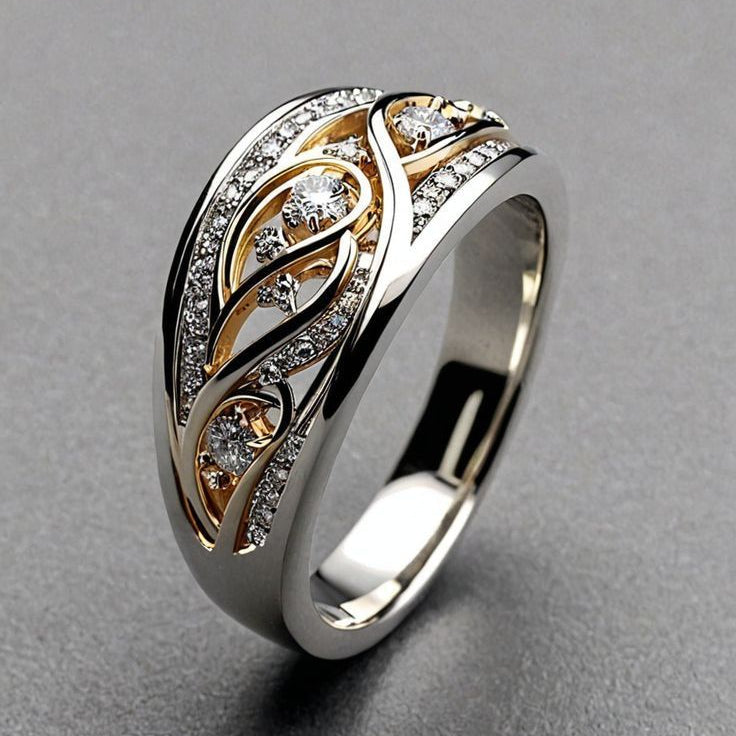 Olive | Classic Bi-Color Cable Ring