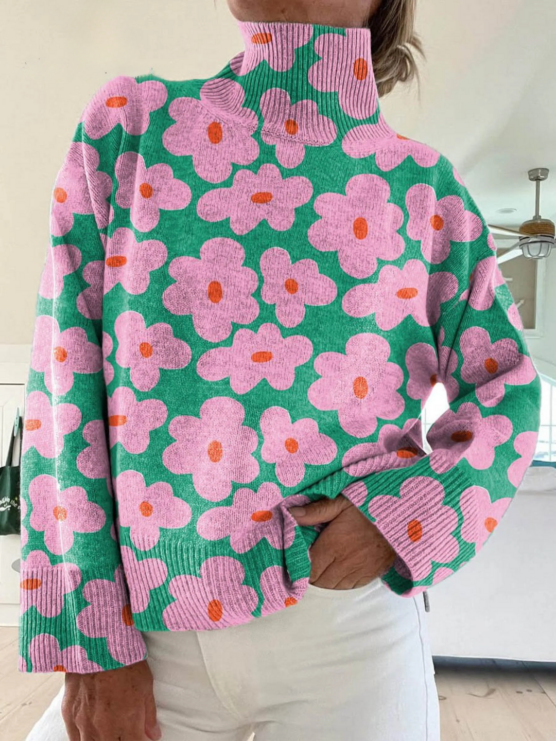 Ingrid | Floral Knitted Cotton Sweater