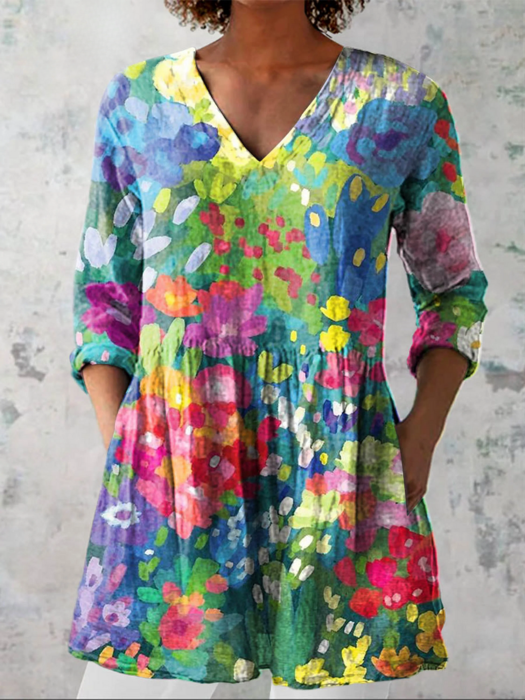 Cali | Vintage Long V-Neck Shirt