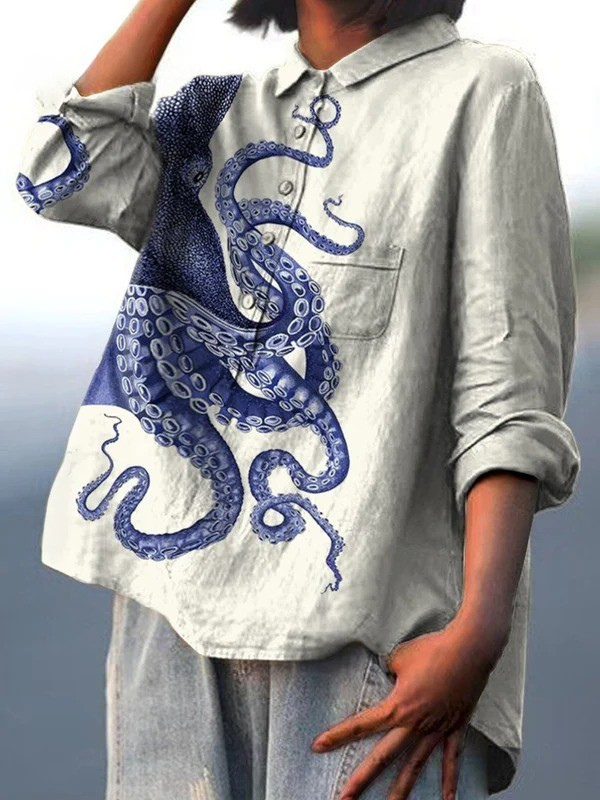 Elissa Octopus Print Casual Shirt
