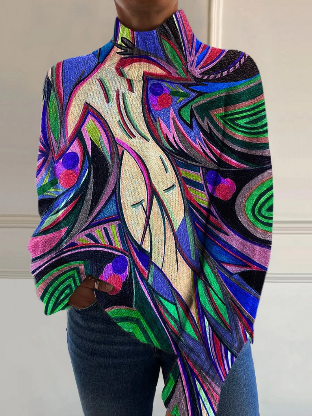 Maria | Retro Abstract White Dress with Bare Back
