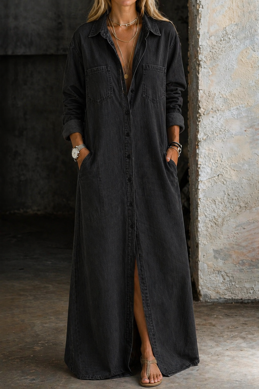 Maura | Denim Shirt Dress with Front Buttons — Jarah Melbourne