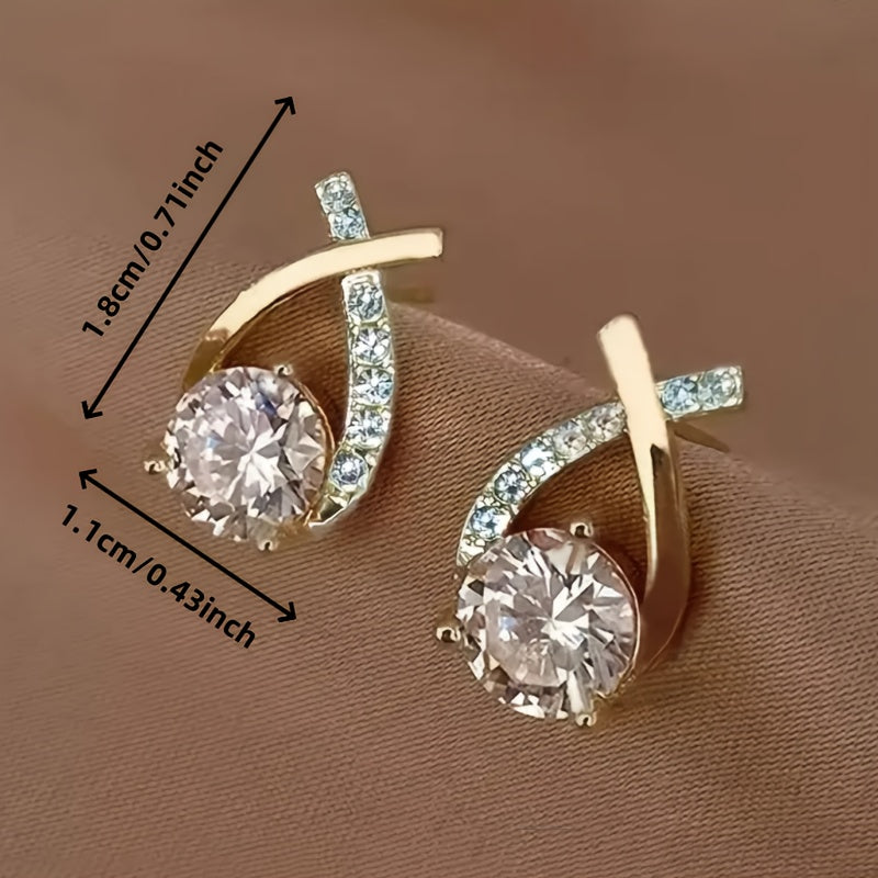 Dahlia | Earrings with gold cross and zirconia