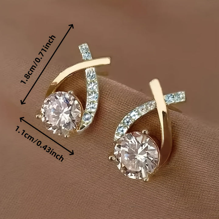 Dahlia | Earrings with gold cross and zirconia