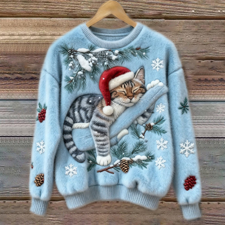 Tessa lazy cat knit jumper in Blue — Jarah Melbourne