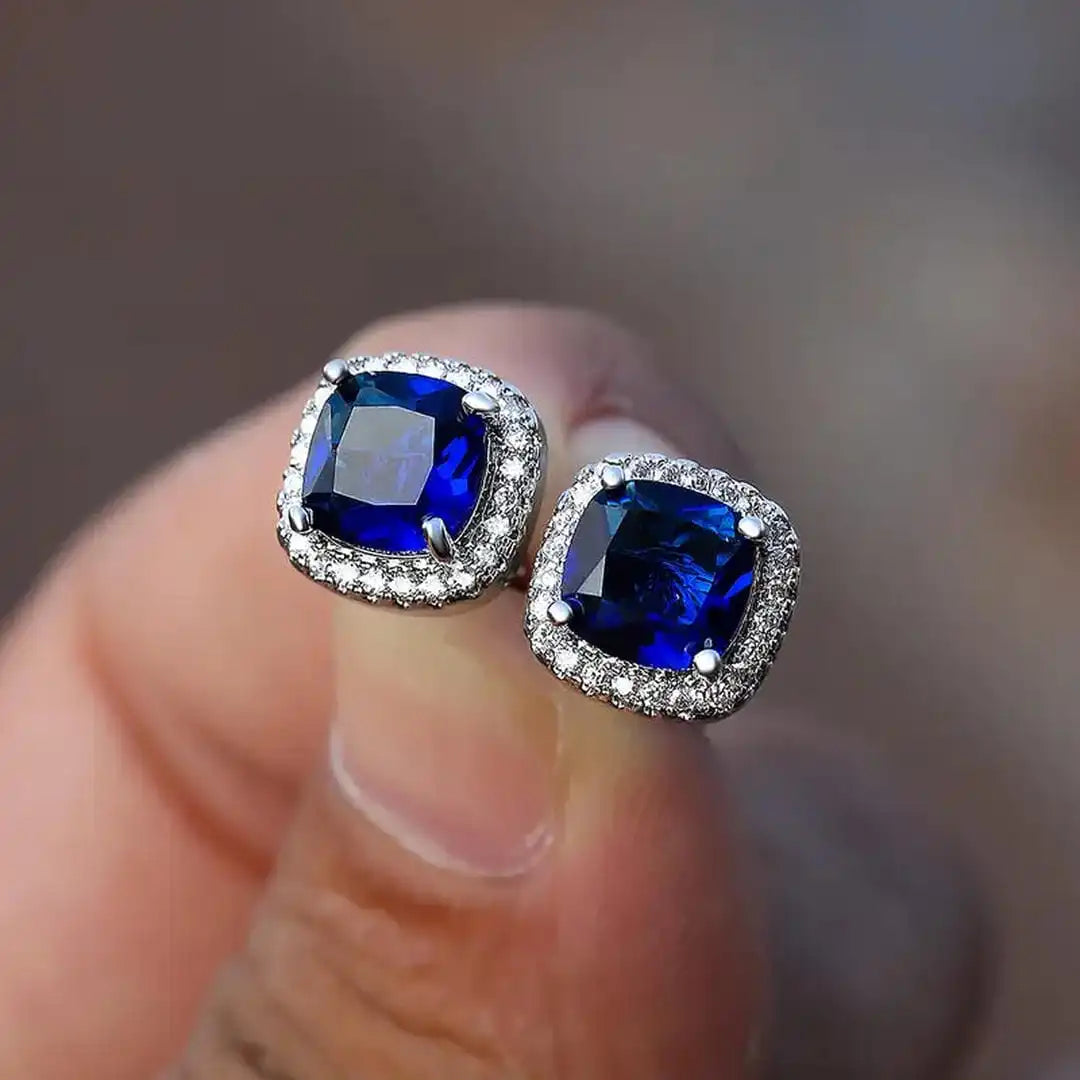 Bella | Sapphire Square Stud Earrings