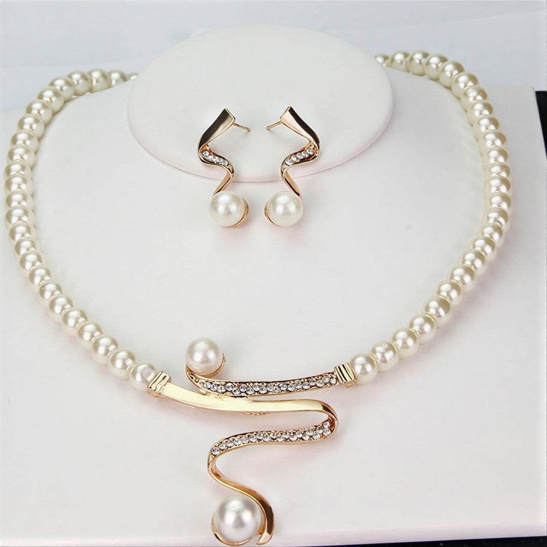 Josephine | Elegant Wave Pearl Jewelry Set