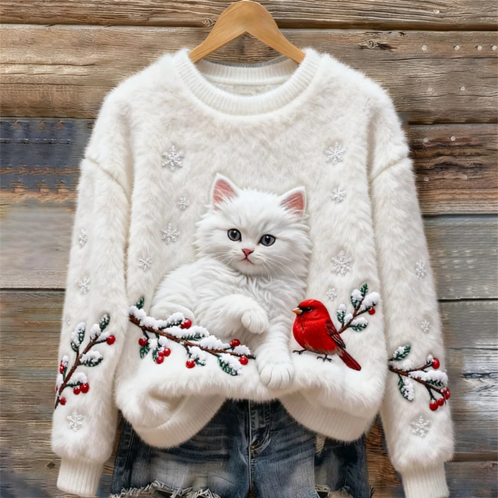 Luna – Snowy Cat Cosy Jumper — Jarah Melbourne