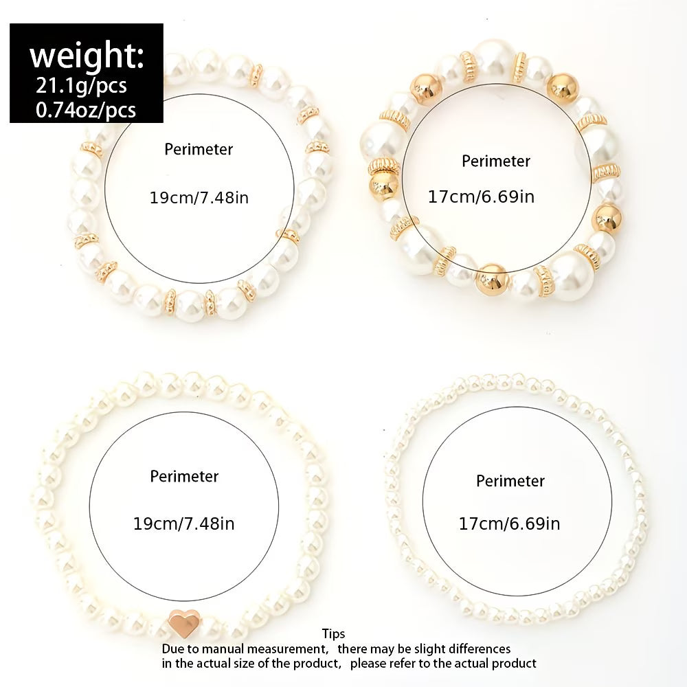 Aurelia | Pearl Stacking Bracelet Set of 4 Pieces