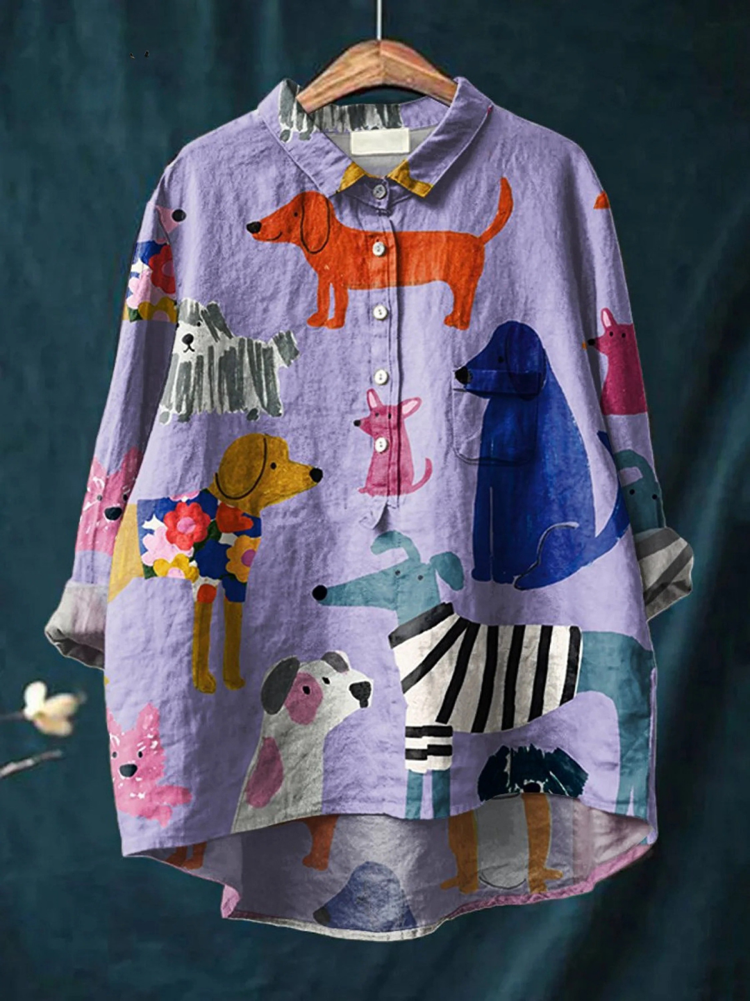 Coralie Dog Print Casual Shirt