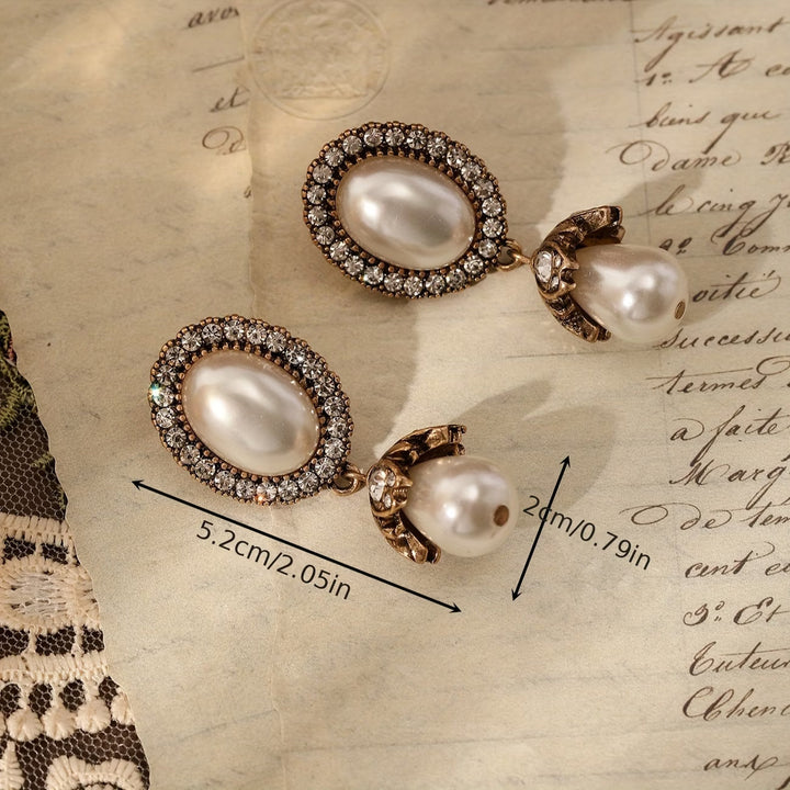 Beatrix | Vintage Pearl Frame Drop Earrings