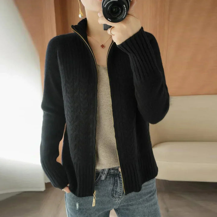Mila – V-Neck Zip Knit Sweater — Jarah Melbourne