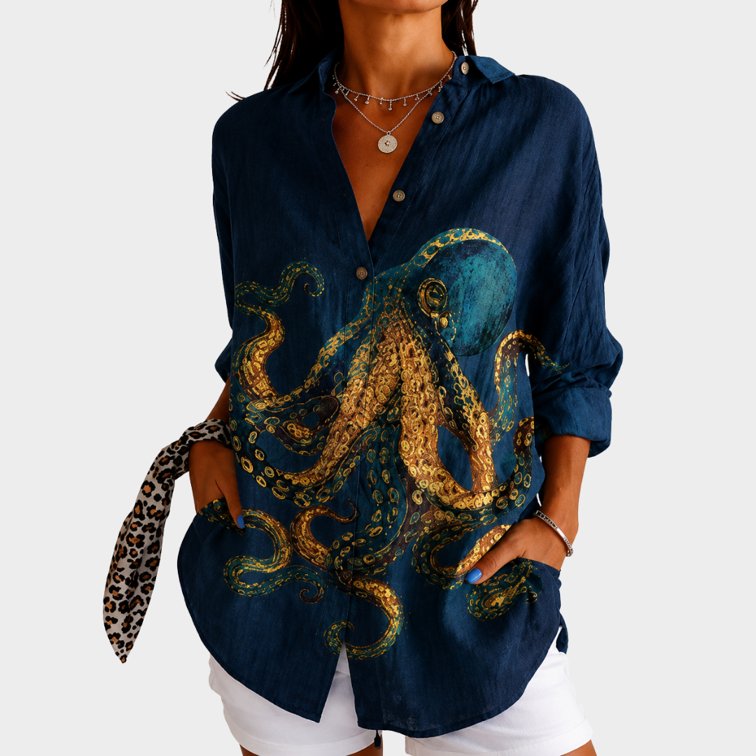Sylvie colourful print blouse — Jarah Melbourne