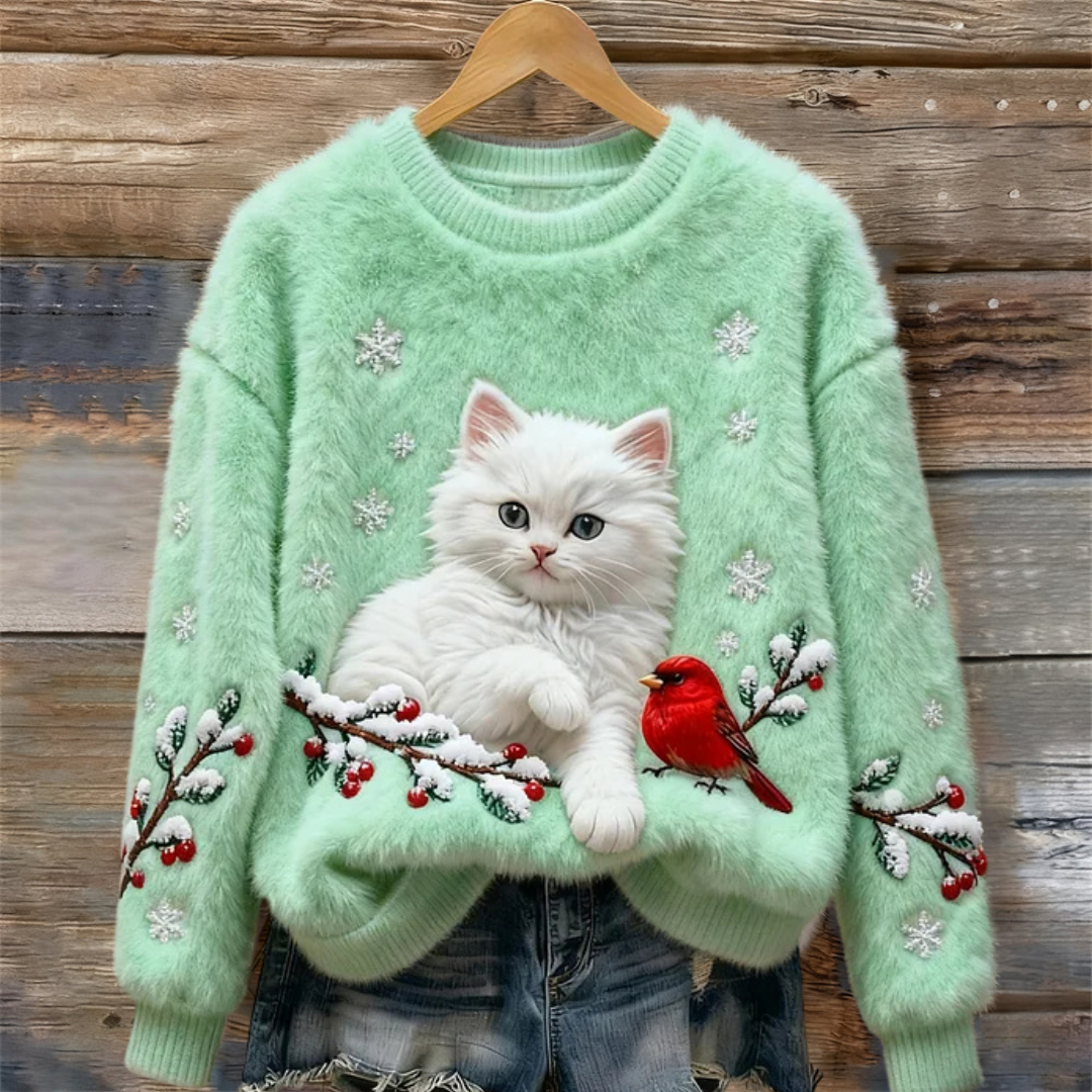 Luna – Snowy Cat Cosy Jumper — Jarah Melbourne