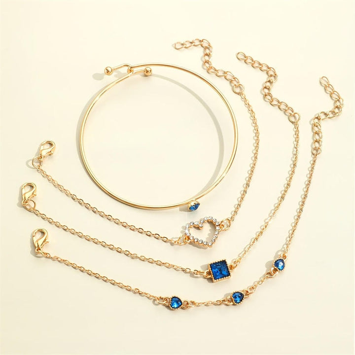Dahlia | Sapphire Golden Hearts Bracelet Set
