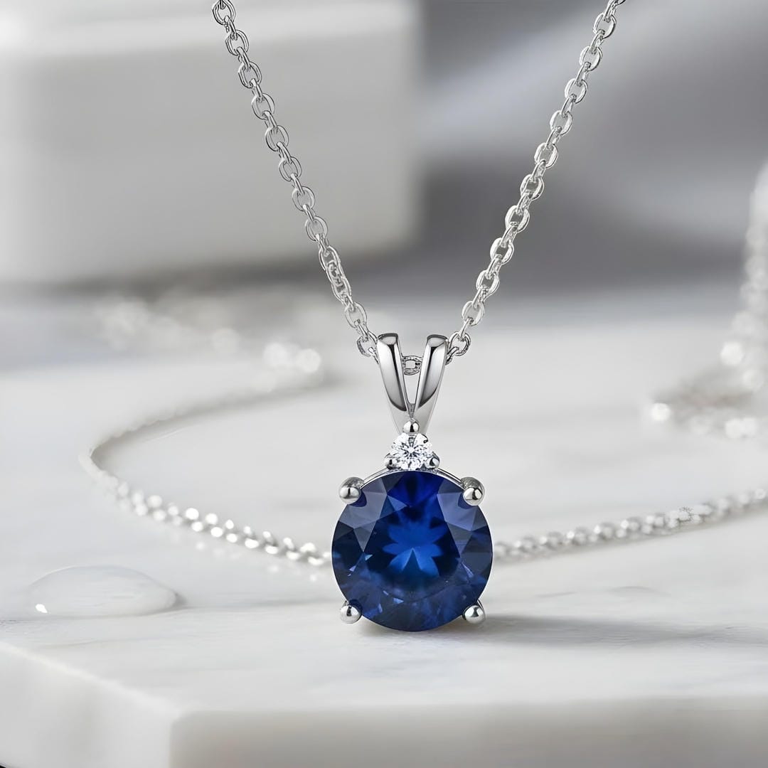 Iris | Round Cut Sapphire Necklace