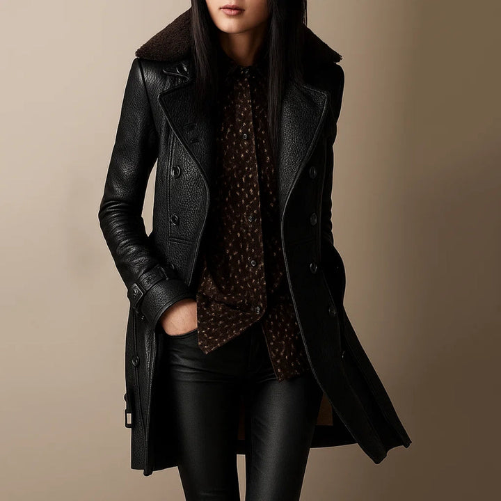 Simone – Mid-Length Leather Coat — Jarah Melbourne
