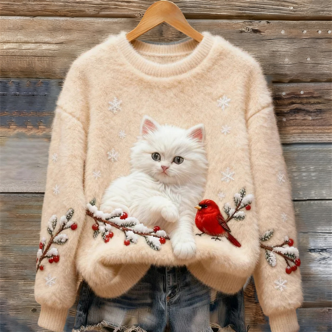 Luna – Snowy Cat Cosy Jumper — Jarah Melbourne