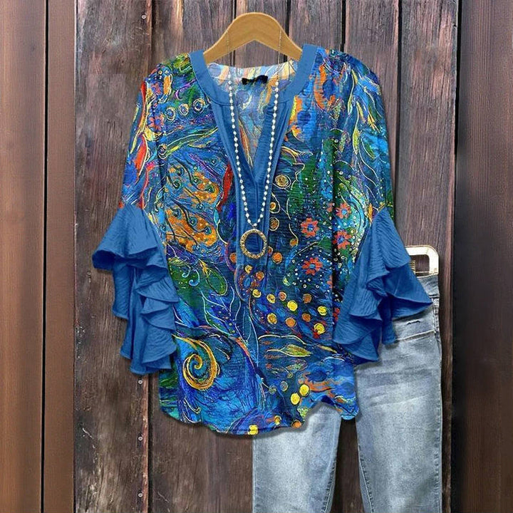 Violet | Vintage Blouse with Abstract Print
