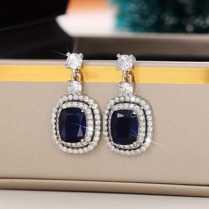 Freya | Oval Sapphire Paved Zirconia Earrings