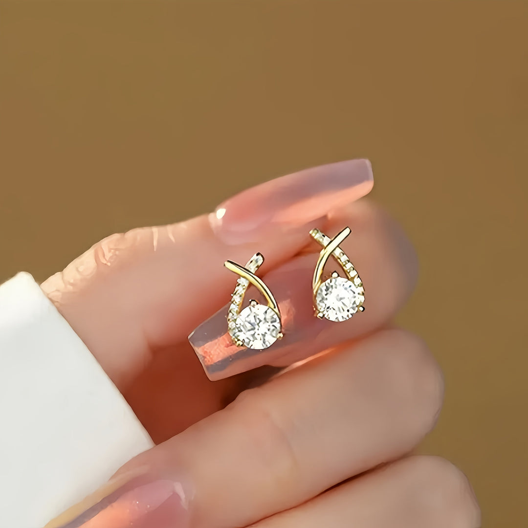 Dahlia | Earrings with gold cross and zirconia