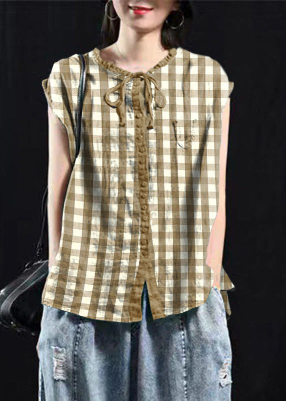 Black Green Patchwork Ruffle Cotton Top