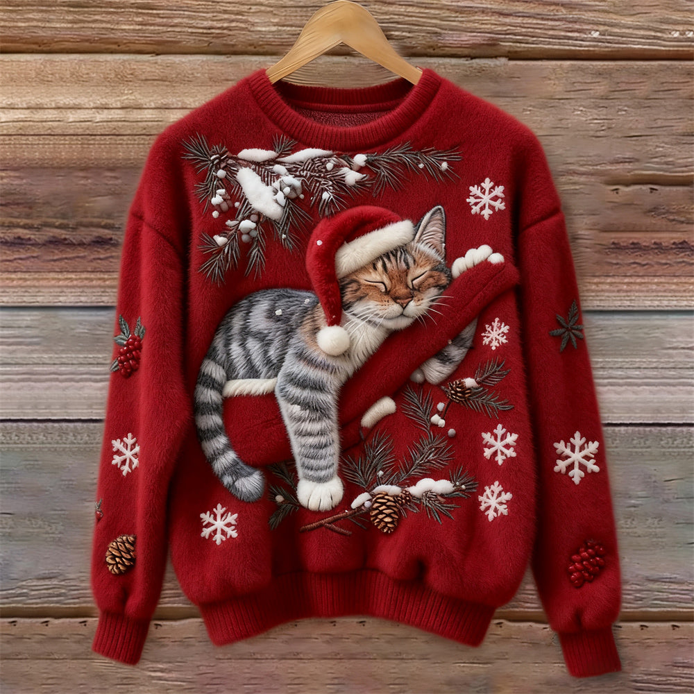 Tessa lazy cat knit jumper in Red — Jarah Melbourne