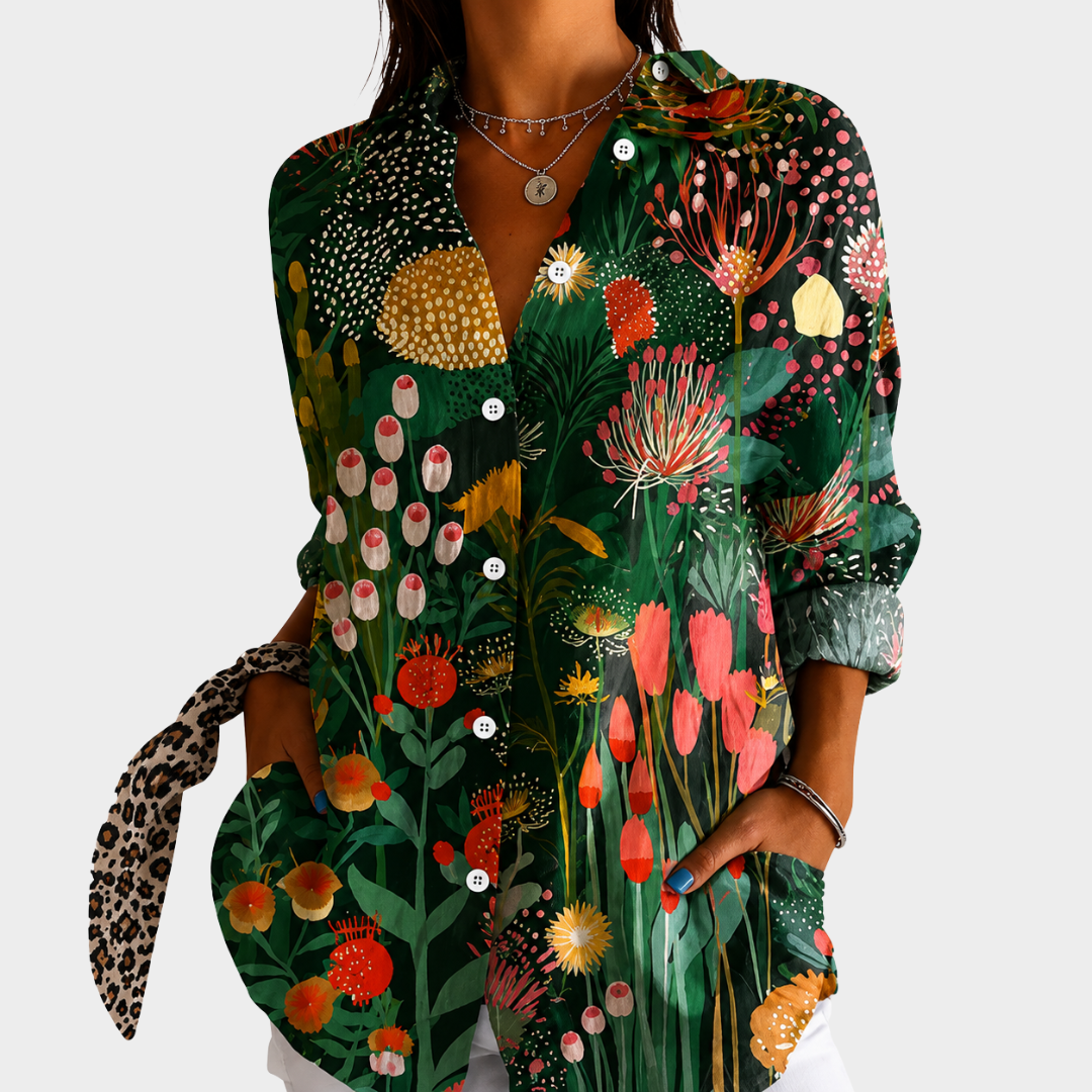 Guinevere colourful print blouse — Jarah Melbourne