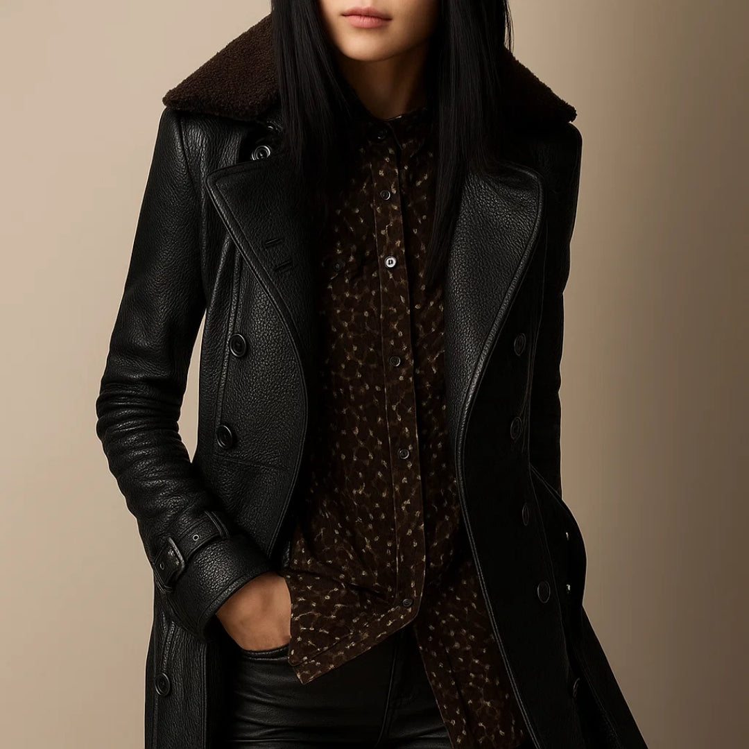 Simone – Mid-Length Leather Coat — Jarah Melbourne