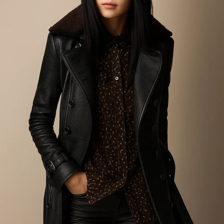 Simone – Mid-Length Leather Coat — Jarah Melbourne