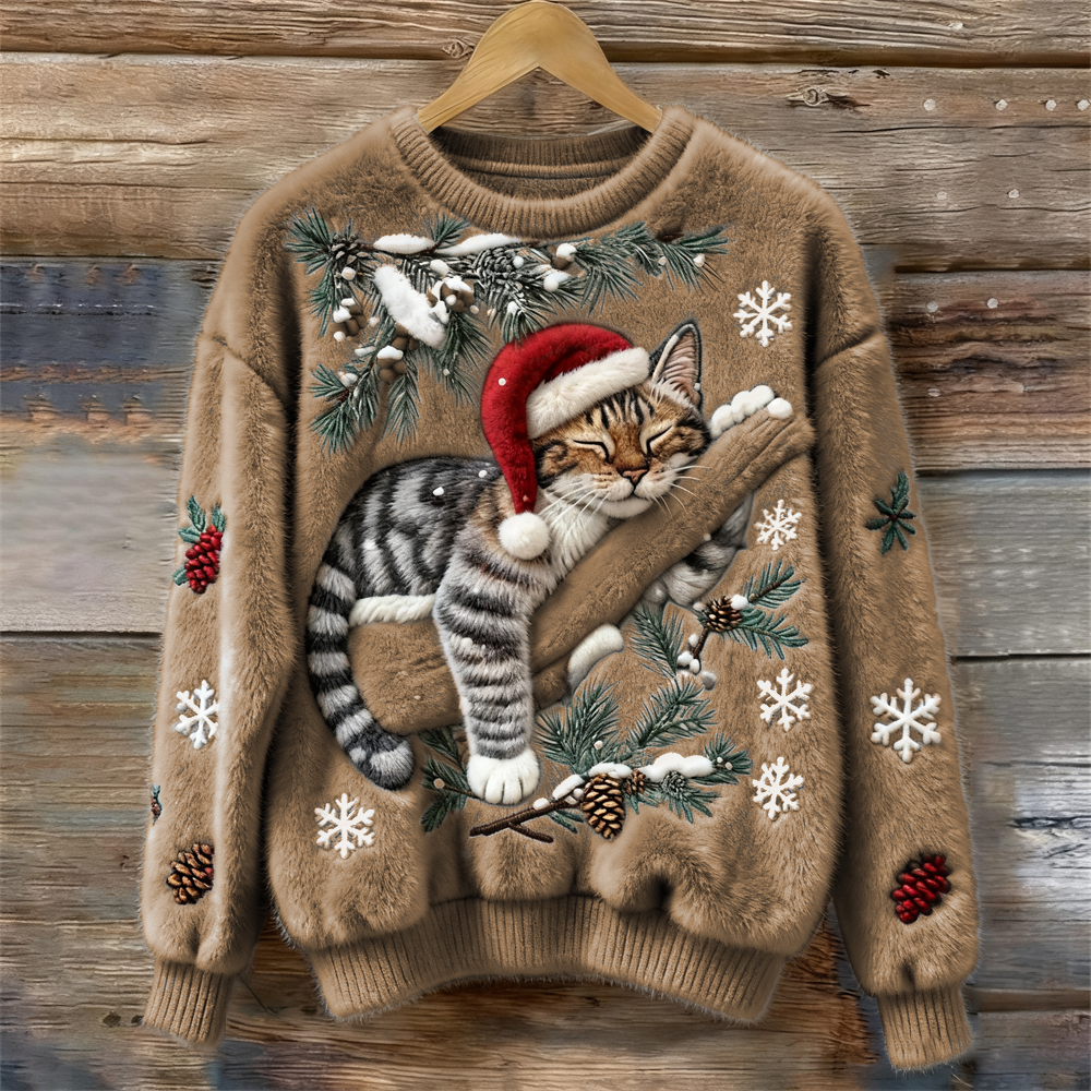 Tessa lazy cat knit jumper in Khaki — Jarah Melbourne