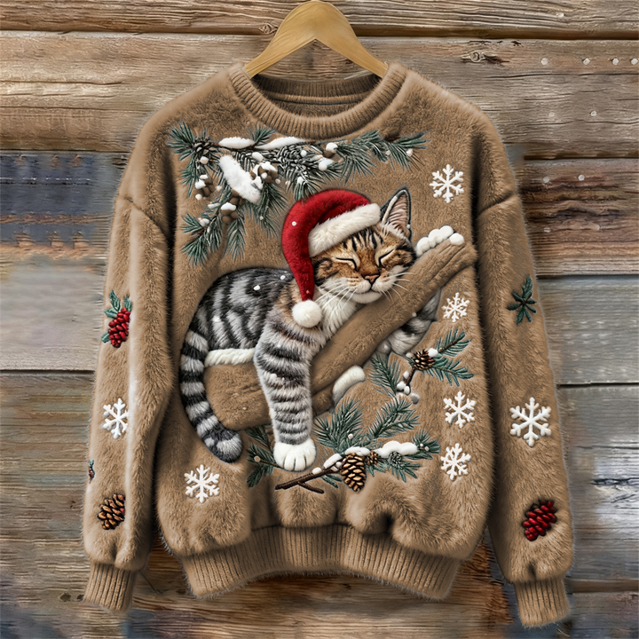 Tessa lazy cat knit jumper in Khaki — Jarah Melbourne