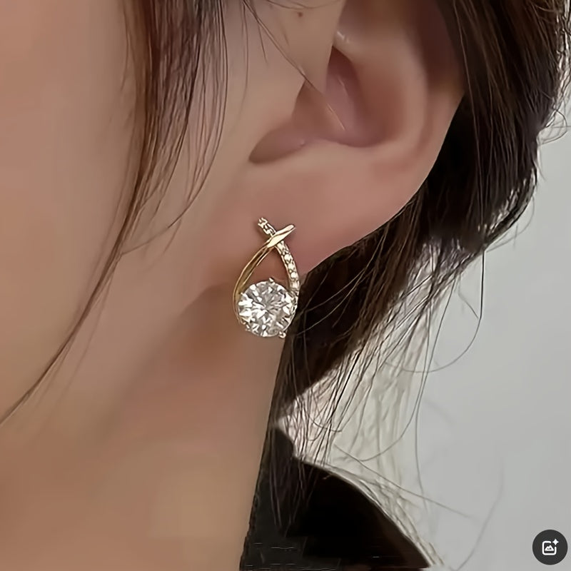 Dahlia | Earrings with gold cross and zirconia