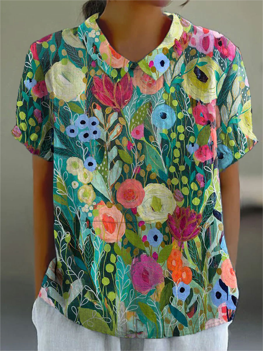 Daisy Watercolor Floral Shirt