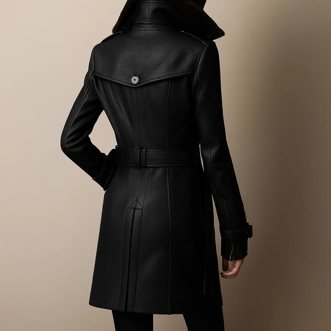 Simone – Mid-Length Leather Coat — Jarah Melbourne