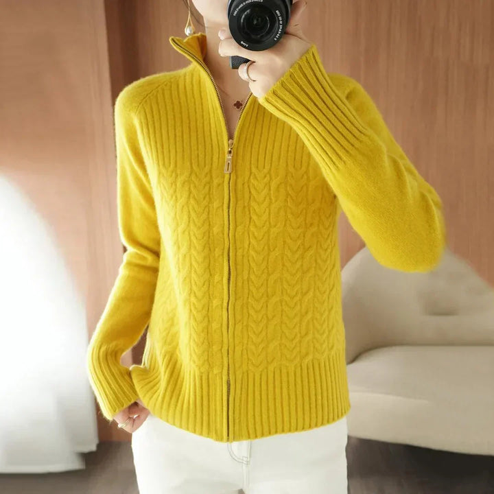 Mila – V-Neck Zip Knit Sweater — Jarah Melbourne