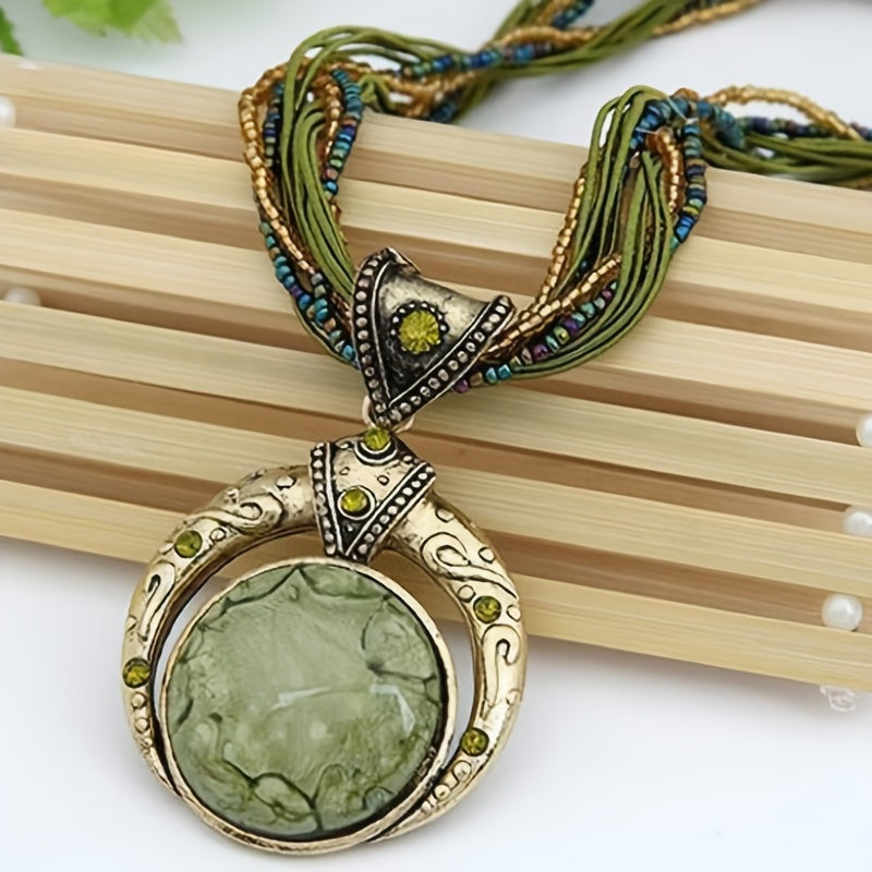 Olive | Boho Pendant Necklace
