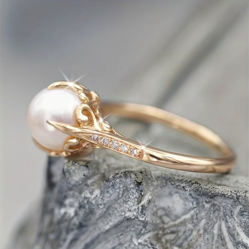 Wilhelmina | Delicate Pearl and Crystal Ring