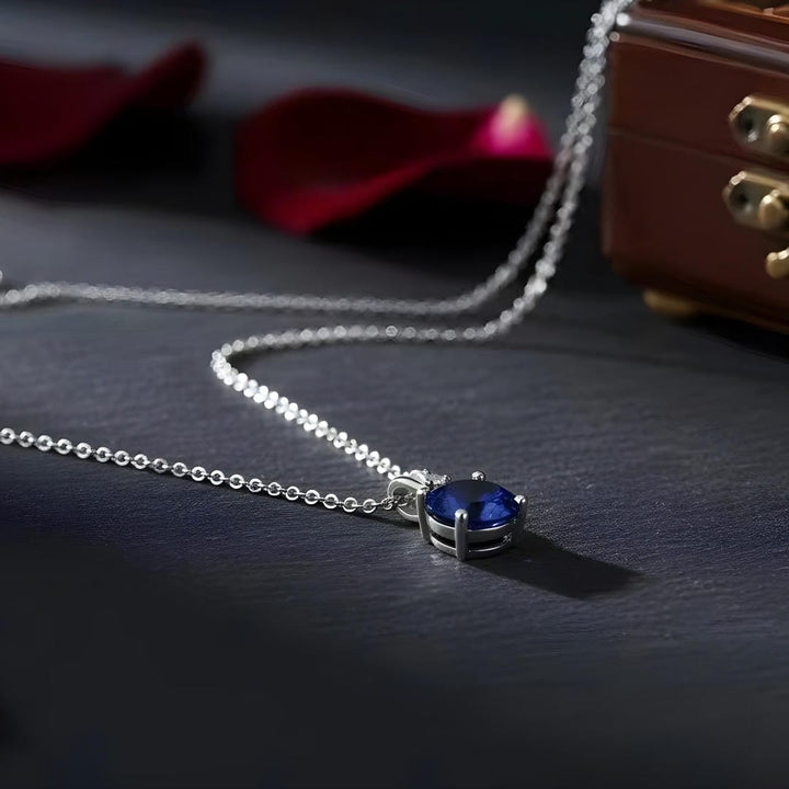 Iris | Round Cut Sapphire Necklace