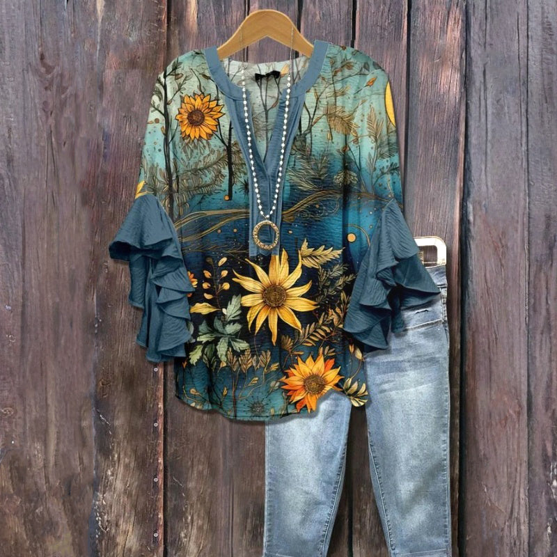 Wren | Vintage Blouse with Floral Print