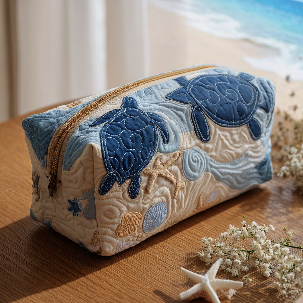 Blue Shells | Quilted Makeup Bag