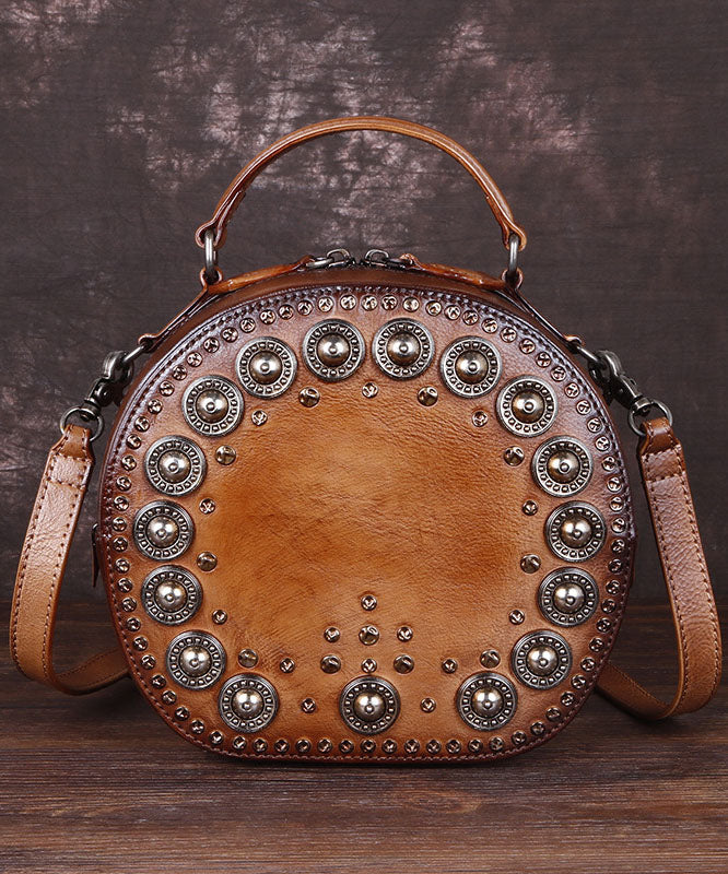 Art Brown Rivet Leather Satchel
