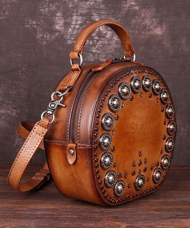 Art Brown Rivet Leather Satchel