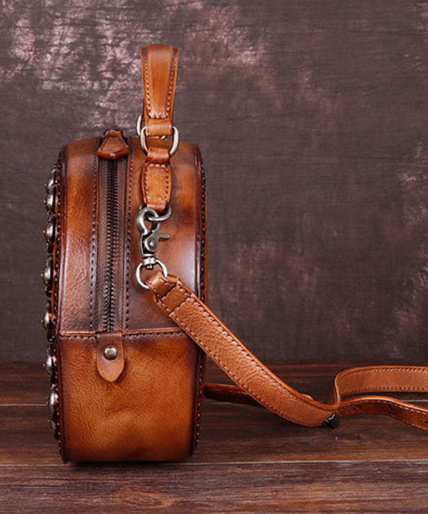 Art Brown Rivet Leather Satchel